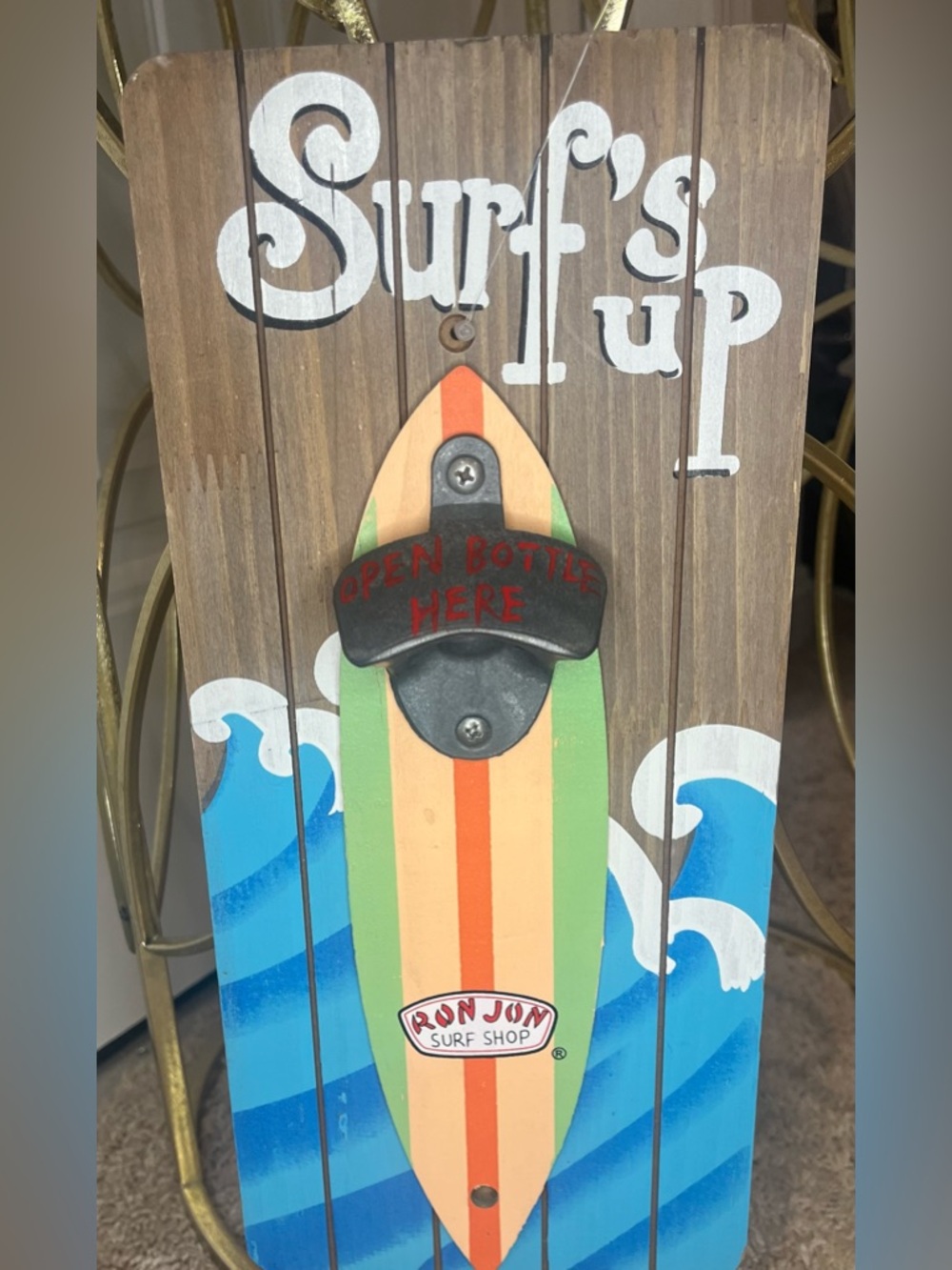 Ron Jon Surf's Up Wall Bottle Opener - Blue, Green, Orange, Brown, White